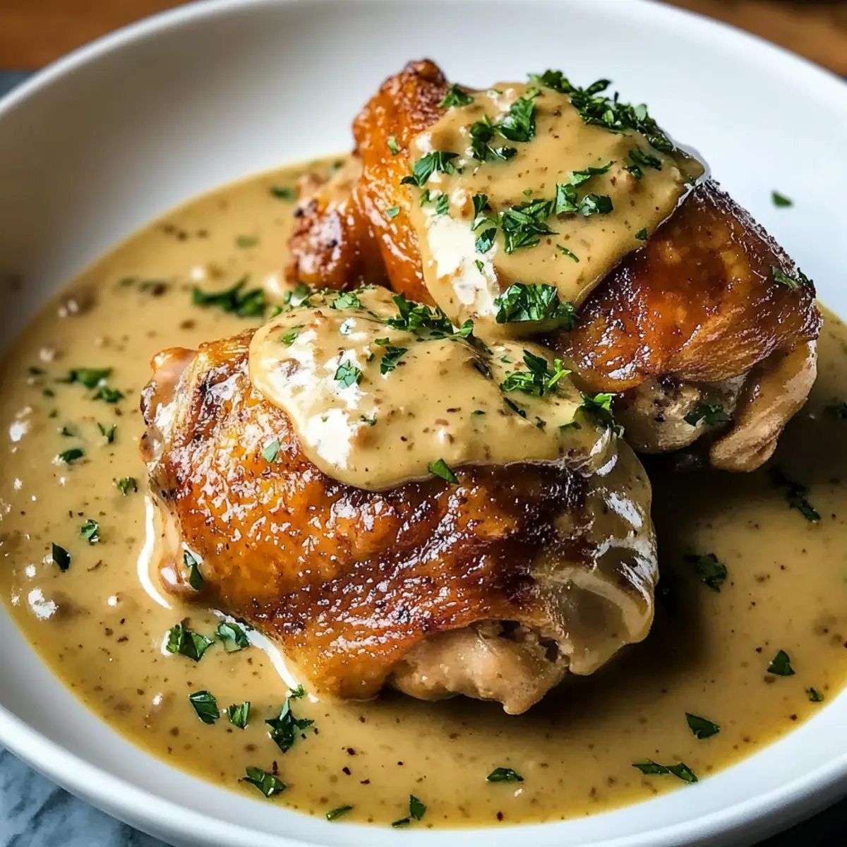 Geschmorte HA¤hnchenschenkel mit cremiger SoAe Rezept iltflf